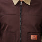 Men's Brown Full Sleeve Zip-Up Jacket Shirt – Contrast Khaki Collar