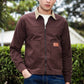 Men's Black Full Sleeve Zip-Up Jacket Shirt – Contrast Grey Collar