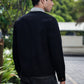 Men's Black Full Sleeve Zip-Up Jacket Shirt – Contrast Grey Collar