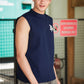 Men's Navy Blue Sleeveless Turtle Graphic T-Shirt