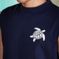 Men's Navy Blue Sleeveless Turtle Graphic T-Shirt