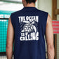 Men's Navy Blue Sleeveless Turtle Graphic T-Shirt