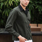 Men's Green Full Sleeve Zip-Up Jacket Shirt – Black Contrast Collar