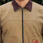 Men's Khaki Full Sleeve Zip-Up Jacket Shirt – Contrast Collar