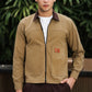 Men's Black Full Sleeve Zip-Up Jacket Shirt – Contrast Grey Collar
