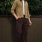 Men's Khaki Full Sleeve Zip-Up Jacket Shirt – Contrast Collar