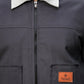 Men's Dark Grey Full Sleeve Zip-Up Jacket Shirt – Light Grey Contrast Collar
