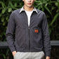 Men's Black Full Sleeve Zip-Up Jacket Shirt – Contrast Grey Collar