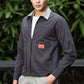 Men's Dark Grey Full Sleeve Zip-Up Jacket Shirt – Light Grey Contrast Collar