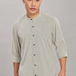 Men's Casual Mandarin Collar Shirt(OLIVE-GREEN) – Premium Cotton Blend