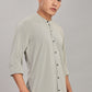Men's Casual Mandarin Collar Shirt(OLIVE-GREEN) – Premium Cotton Blend