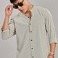 Men's Casual Mandarin Collar Shirt(OLIVE-GREEN) – Premium Cotton Blend