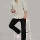 Men's Casual Mandarin Collar Shirt(OLIVE-GREEN) – Premium Cotton Blend