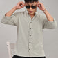 Men's Casual Mandarin Collar Shirt(OLIVE-GREEN) – Premium Cotton Blend