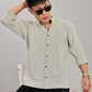 Men's Casual Mandarin Collar Shirt(OLIVE-GREEN) – Premium Cotton Blend