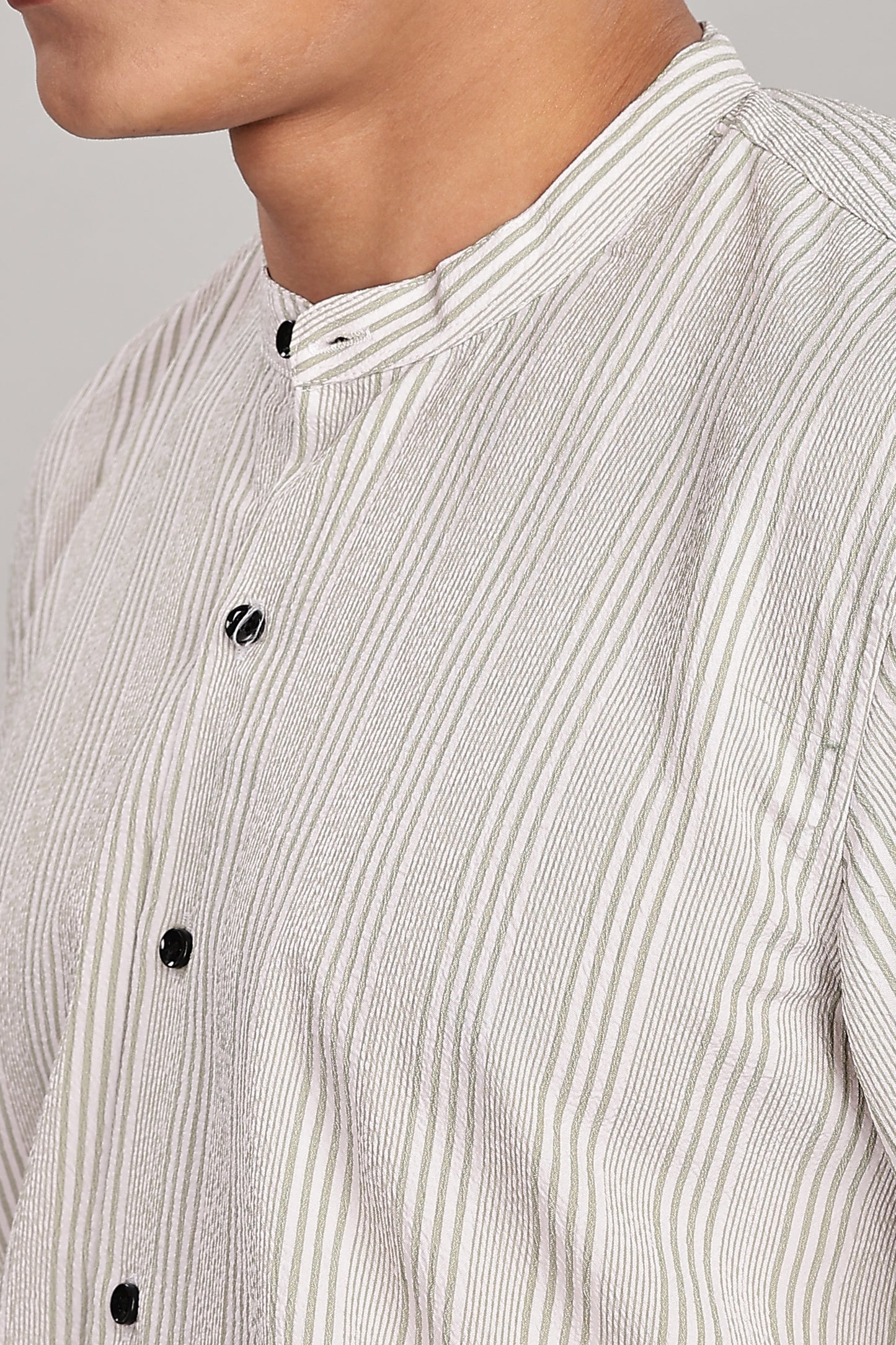 Men's Trendy Long Sleeve Striped Shirt(OFF-WHITE)