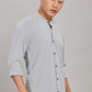 Men's Casual Mandarin Collar Shirt(Grey) – Premium Cotton Blend