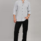 Men's Casual Mandarin Collar Shirt(Grey) – Premium Cotton Blend