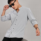 Men's Casual Mandarin Collar Shirt(Grey) – Premium Cotton Blend