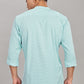 Men's Casual Mandarin Collar Shirt(Misty Aqua) – Premium Cotton Blend