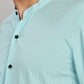 Men's Casual Mandarin Collar Shirt(Misty Aqua) – Premium Cotton Blend