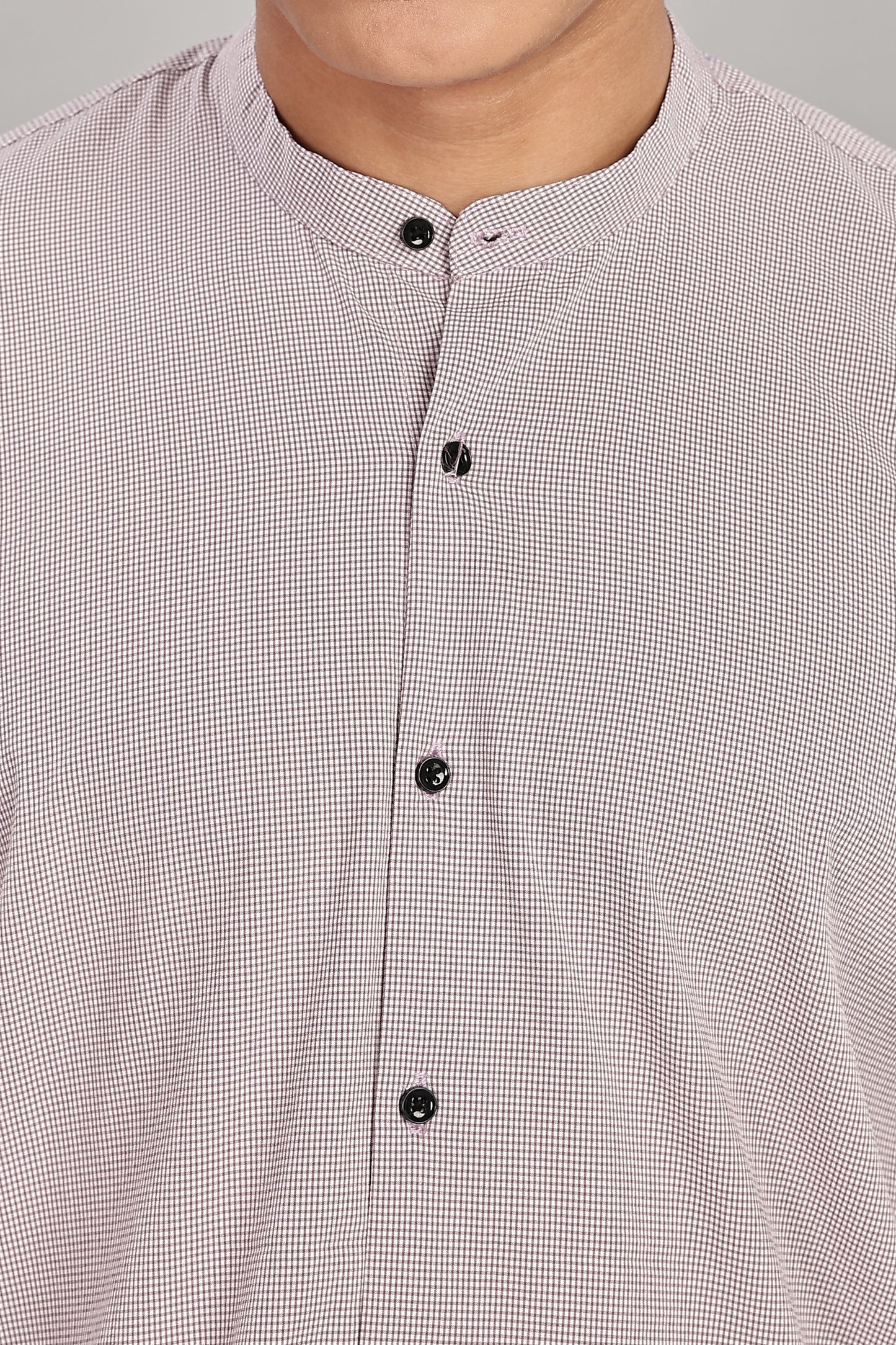 Men's Casual Mandarin Collar Shirt(Smoky Rose) – Premium Cotton Blend