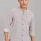 Men's Casual Mandarin Collar Shirt(Smoky Rose) – Premium Cotton Blend