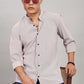 Men's Casual Mandarin Collar Shirt(Smoky Rose) – Premium Cotton Blend
