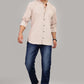 Men's Casual Mandarin Collar Shirt(ORANGE) – Premium Cotton Blend