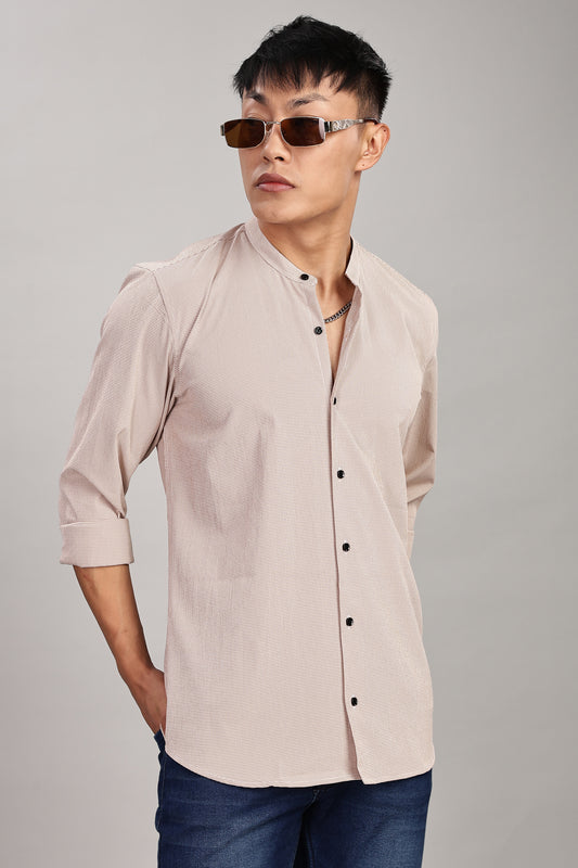 Men's Casual Mandarin Collar Shirt(ORANGE) – Premium Cotton Blend