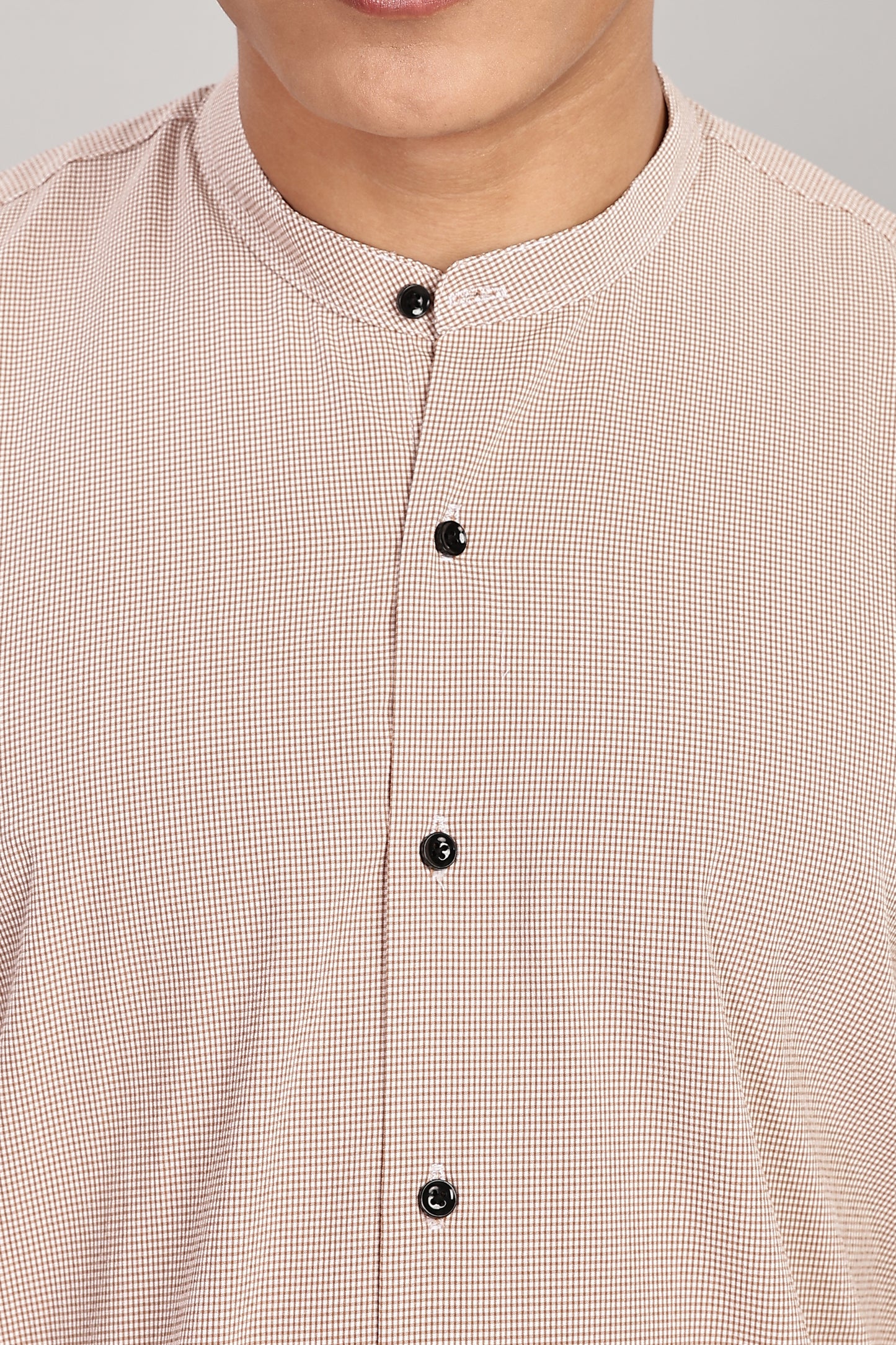 Men's Casual Mandarin Collar Shirt(ORANGE) – Premium Cotton Blend