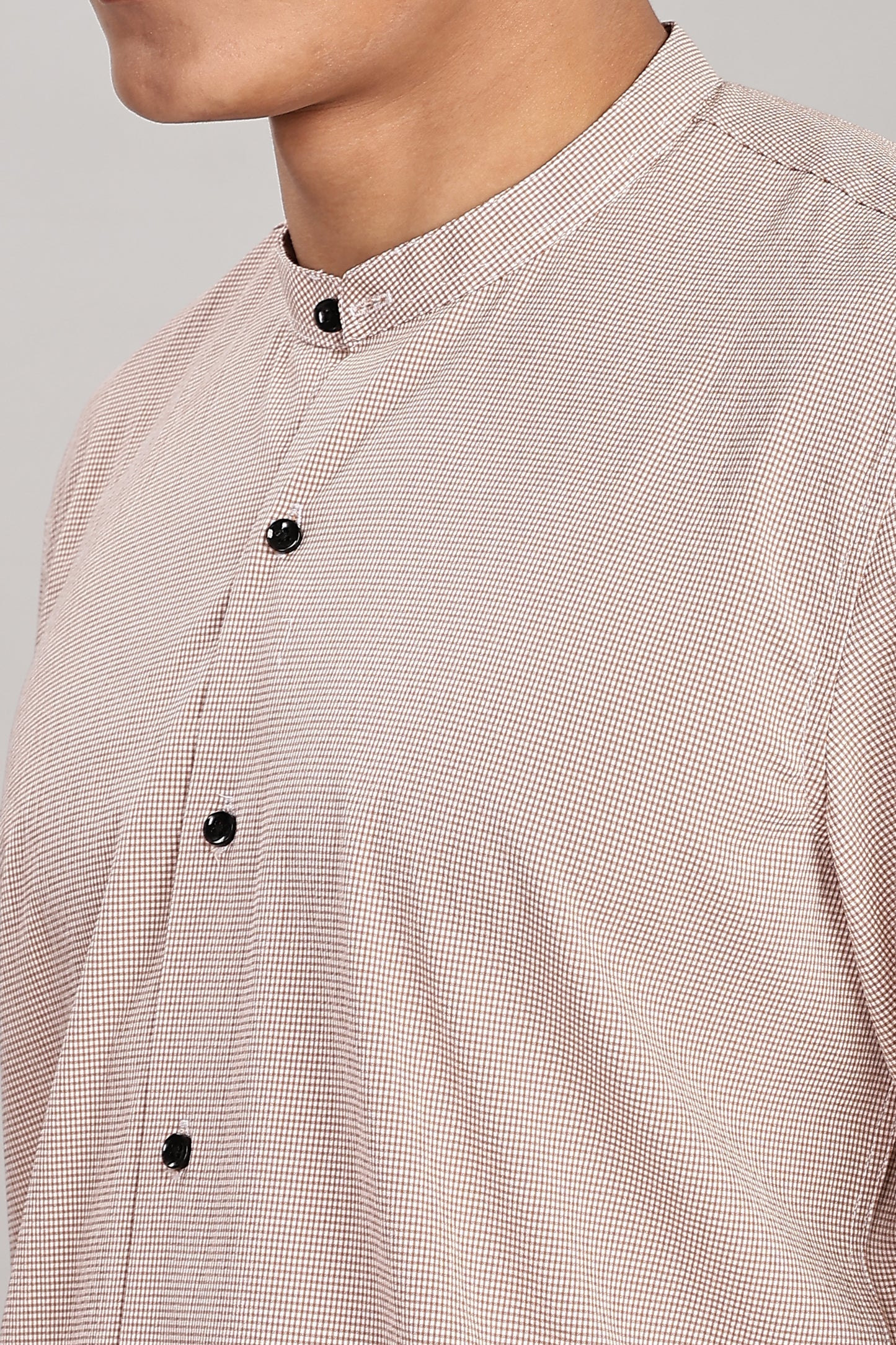 Men's Casual Mandarin Collar Shirt(ORANGE) – Premium Cotton Blend
