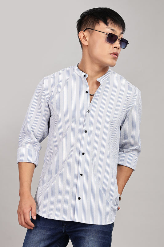 Men's Trendy Long Sleeve Striped Shirt(SKY)