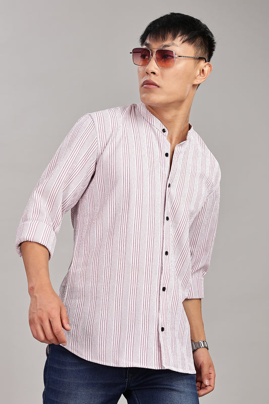 Men's Trendy Long Sleeve Striped Shirt(PINK)