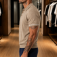 Men's Beige Textured Knitted Polo T-Shirt