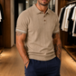 Men's Beige Textured Knitted Polo T-Shirt