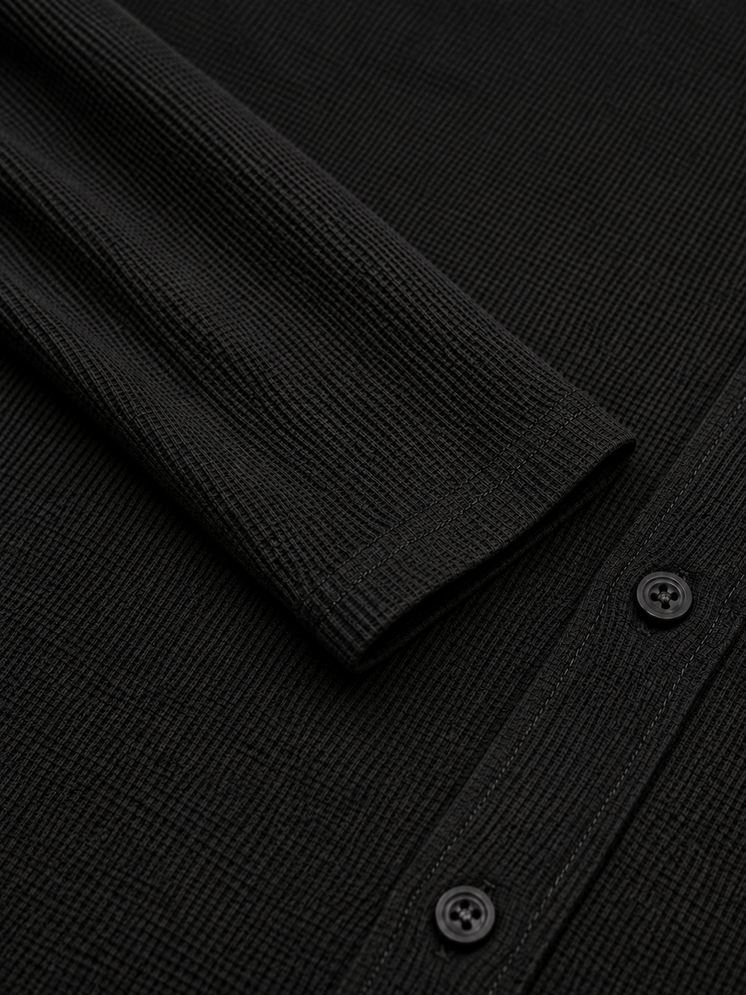 Men’s Textured Henley Full Sleeve Black T-Shirt