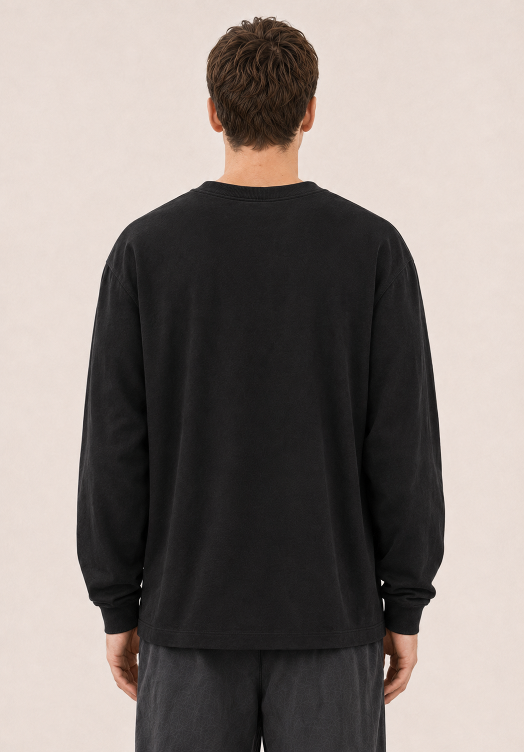 Men's Black Printed Oversized Full Sleeve T-Shirt