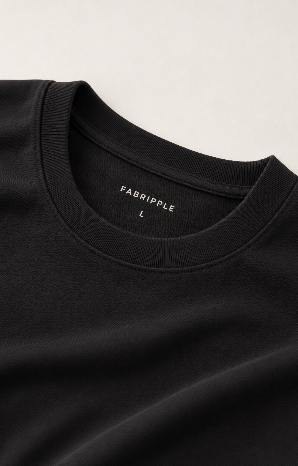 Men's Black Printed Oversized Full Sleeve T-Shirt