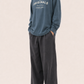 Men's Blue Printed Oversized Full Sleeve T-Shirt