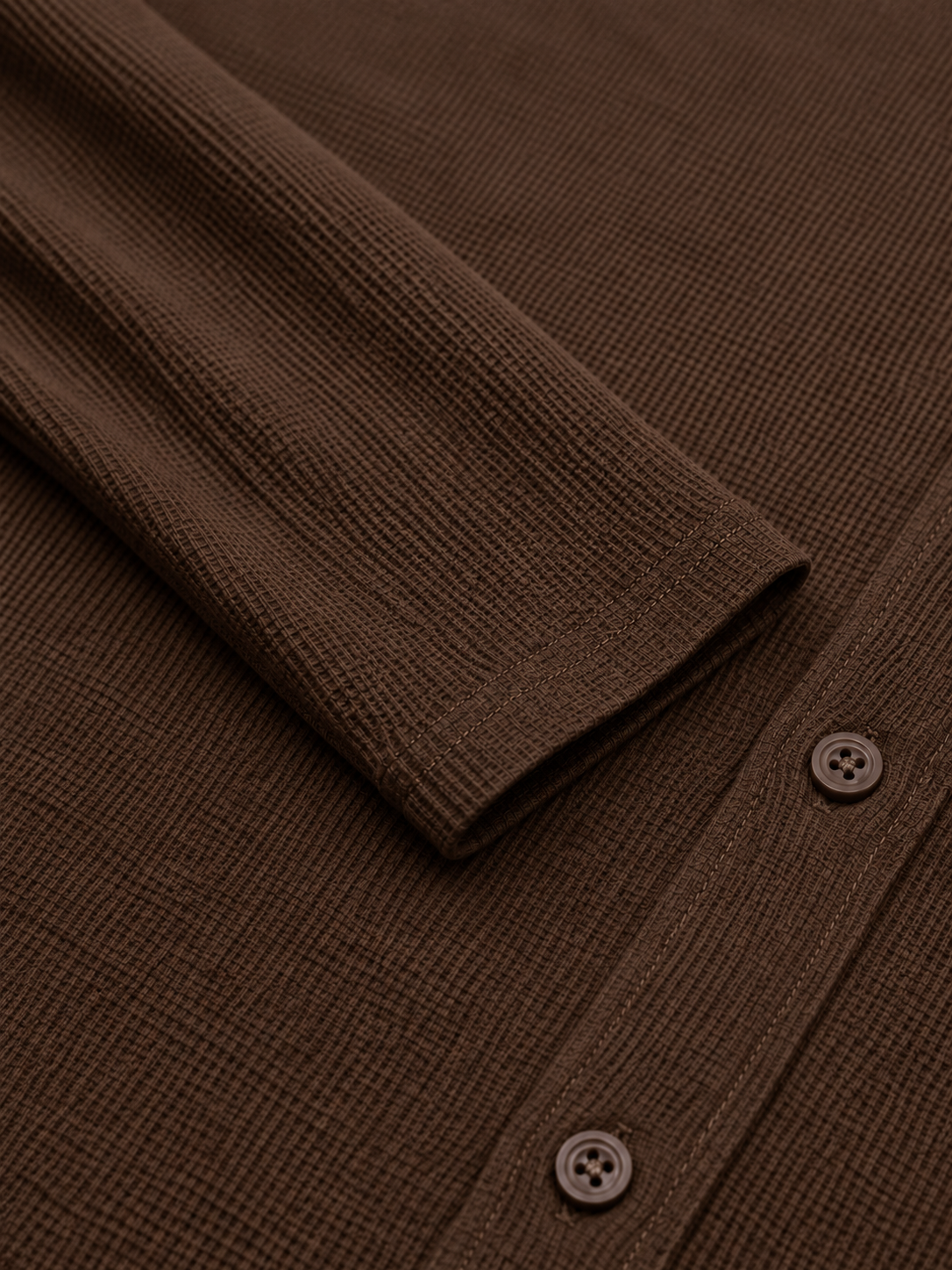 Men’s Textured Henley Full Sleeve Brown T-Shirt