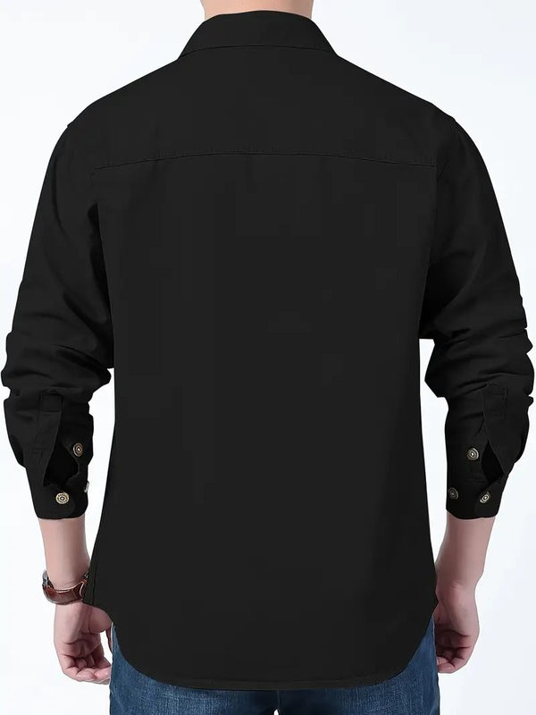 Men’s Cargo Jacket Shirt | 100% Cotton | 2 Pocket Utility Overshirt | Casual & Outdoor Wear | Breathable & Lightweight Fabric