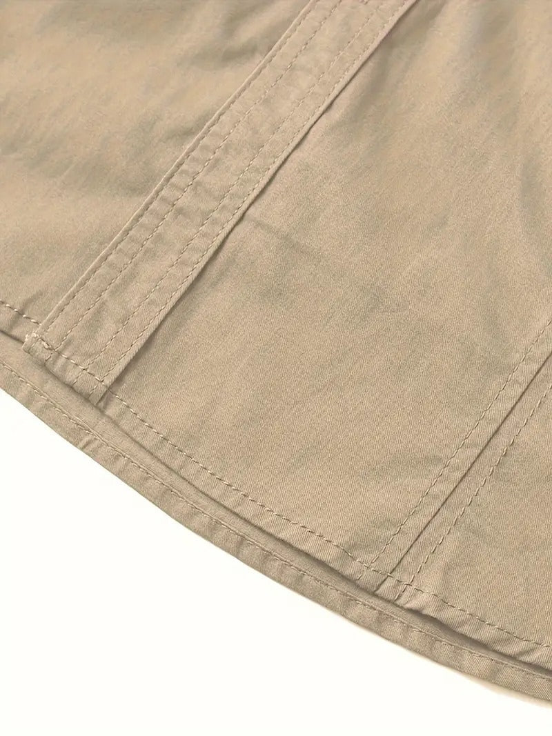 Men’s Cargo Jacket Shirt | 100% Cotton | 2 Pocket Utility Overshirt | Casual & Outdoor Wear | Breathable & Lightweight Fabric