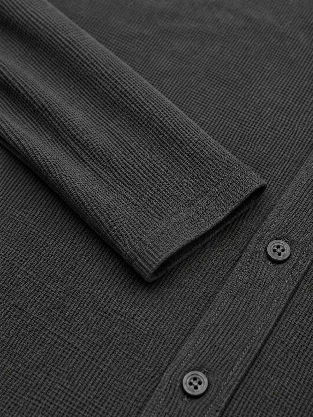 Men’s Textured Henley Full Sleeve Dark Grey T-Shirt