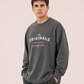Men's Dark Grey Printed Oversized Full Sleeve T-Shirt