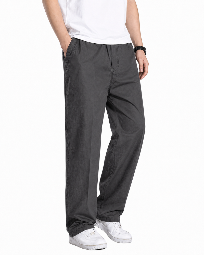 Fabripple Men's Dark Grey Casual Trousers