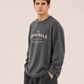 Men's Dark Grey Printed Oversized Full Sleeve T-Shirt