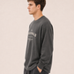 Men's Dark Grey Printed Oversized Full Sleeve T-Shirt