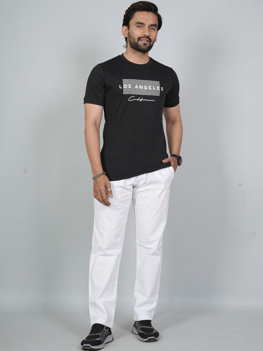 Men’s Black Los Angeles Printed Textured T-Shirt