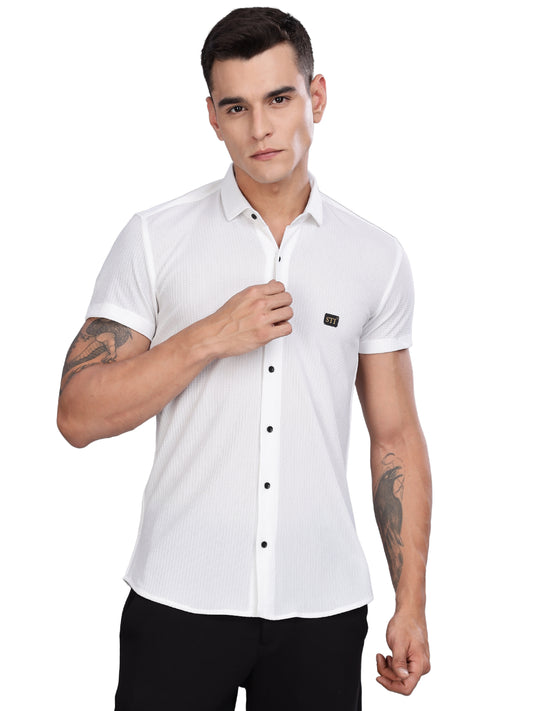 White Premium Cotton Blend Casual Shirt – Soft & Breathable Fabric